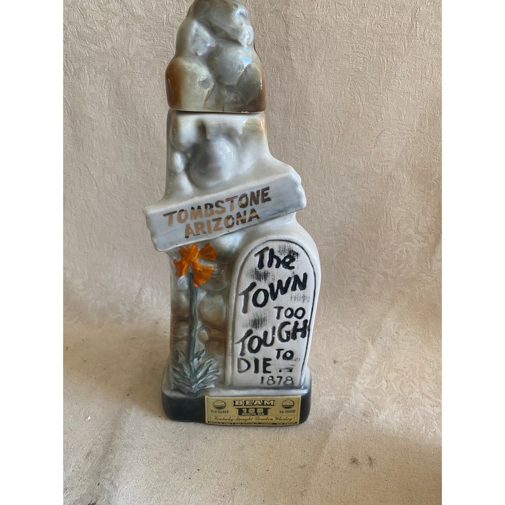 Jim Beam Tombstone Arizona Decanter The Town Too Tough To Die 1878 Vintage Good